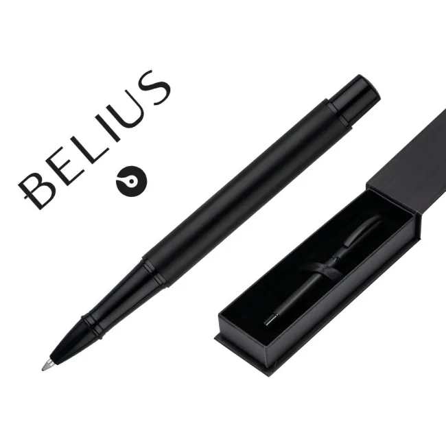 ROLLER BELIUS TURBO ALUMINIO COLOR NEGRO TINTA AZUL CAJA DE DISEÑO