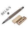 BOLIGRAFO BELIUS NEPTUNO ALUMINIO TEXTURA WAVY COLOR CAQUI TINTA AZUL CAJA DE DISEÑO