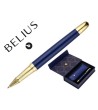 BOLIGRAFO Y ESTUCHE BELIUS SOIREE COLOR AZUL MARINO Y DORADO TINTA AZUL CAJA DE DISEÑO