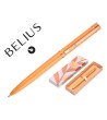 BOLIGRAFO BELIUS ROSE ALUMINIO COLOR NARANJA/ORO ROSA TINTA AZUL CAJA DE DISEÑO