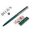 BOLIGRAFO BELIUS ROSE ALUMINIO COLOR VERDE OLIVA/ORO ROSA TINTA AZUL CAJA DE DISEÑO
