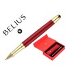 BOLIGRAFO Y ESTUCHE BELIUS SOIREE COLOR ART DECO GRANATE Y DORADO TINTA AZUL CAJA DE DISEÑO