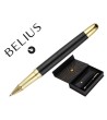 BOLIGRAFO Y ESTUCHE BELIUS SOIREE COLOR NEGRO Y DORADO TINTA AZUL CAJA DE DISEÑO