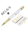 ROLLER BELIUS CARTE BLANCHE COLOR BLANCO Y DORADO TINTA NEGRA CAJA DE DISEÑO