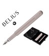 PLUMA Y FUNDA DE SIMILPIEL BELIUS SPACE B COLOR MINIMALISTA GRIS TINTA AZUL CAJA DE DISEÑO