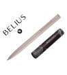 BOLIGRAFO BELIUS ROCKET B ALUMINIO COLOR MINIMALISTA GRIS TINTA AZUL CAJA CILINDRICA