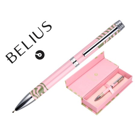 BOLIGRAFO BELIUS INK DREAMS ALUMINIO COLOR ROSA Y VERDE MATCHA PLATEADO FRASE INTERIOR TINTA AZUL CAJA DE DISEÑO