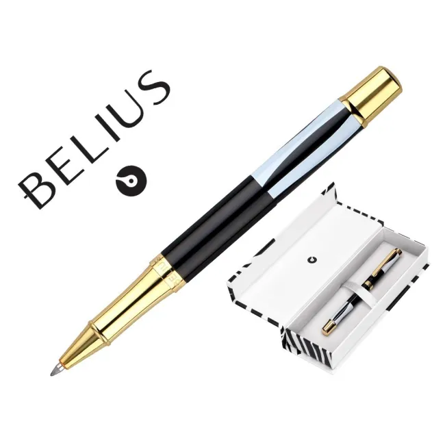 ROLLER BELIUS DUALITA CUERPO BLANCO COLOR NEGRO TINTA NEGRA CAJA DE DISEÑO