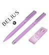 JUEGO BOLIGRAFO Y ROLLER BELIUS ENDLESS SUMMER ALUMINIO COLOR MORADO Y PLATEADO TINTA AZUL CAJA DE DISEÑO