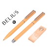 JUEGO BOLIGRAFO Y ROLLER BELIUS ENDLESS SUMMER ALUMINIO COLOR NARANJA Y PLATEADO TINTA AZUL CAJA DE DISEÑO