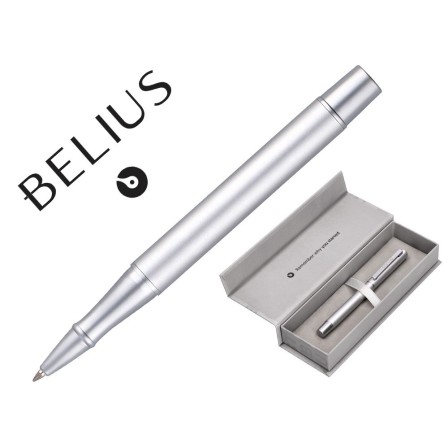 ROLLER BELIUS UNSTOPPABLE COLOR PLATEADO TINTA NEGRA CAJA DE DISEÑO