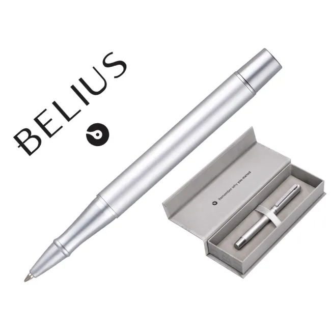ROLLER BELIUS UNSTOPPABLE COLOR PLATEADO TINTA NEGRA CAJA DE DISEÑO