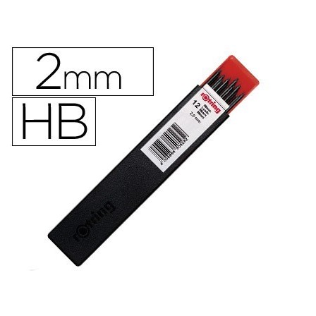 MINAS ROTRING GRAFITO 2 MM HB ESTUCHE DE 12 MINAS