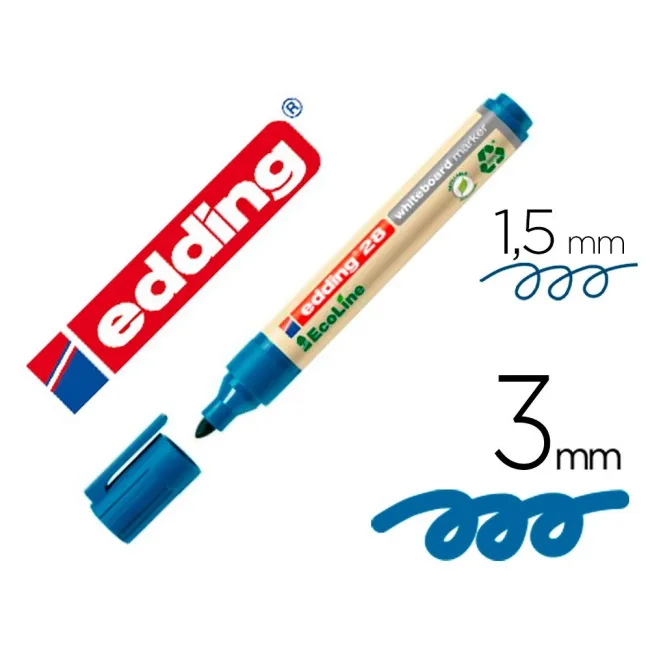 ROTULADOR EDDING 28 PARA PIZARRA BLANCA ECOLINE 90% RECICLADO COLOR AZUL PUNTA REDONDA 1