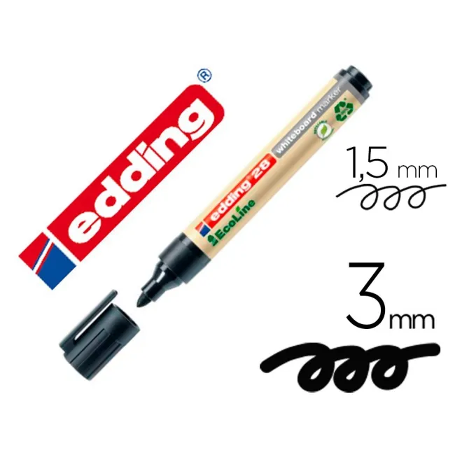 ROTULADOR EDDING 28 PARA PIZARRA BLANCA ECOLINE 90% RECICLADO COLOR NEGRO PUNTA REDONDA 1