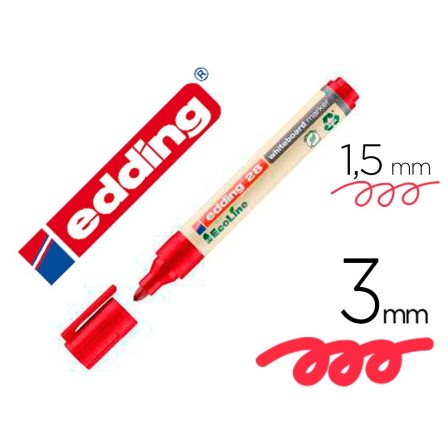 ROTULADOR EDDING 28 PARA PIZARRA BLANCA ECOLINE 90% RECICLADO COLOR ROJO PUNTA REDONDA 1