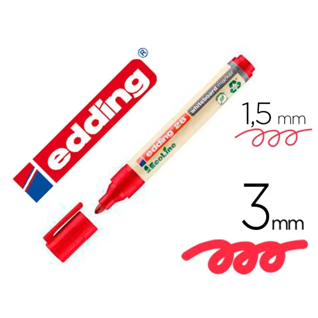 ROTULADOR EDDING 28 PARA PIZARRA BLANCA ECOLINE 90% RECICLADO COLOR ROJO PUNTA REDONDA 1