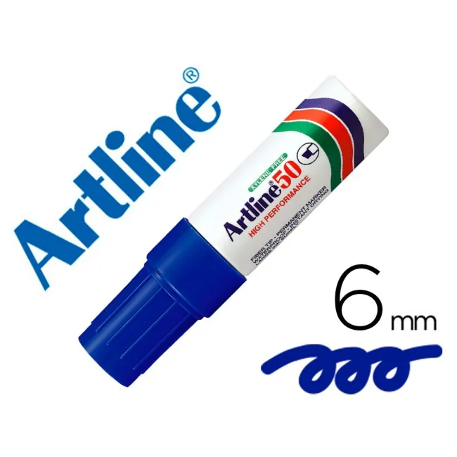 ROTULADOR ARTLINE MARCADOR PERMANENTE EK-50 AZUL -PUNTA BISELADA 6 MM -PAPEL METAL Y CRISTAL