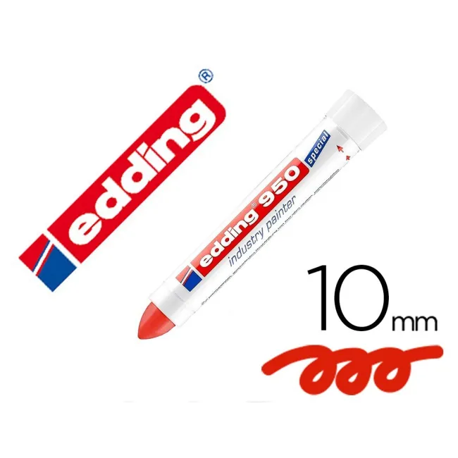 MARCADOR EDDING PERMANENTE 950 PASTA OPACA ROJO PUNTA REDONDA 10 MM PARA SUPERFICIES OXIDADAS/RUGOSAS