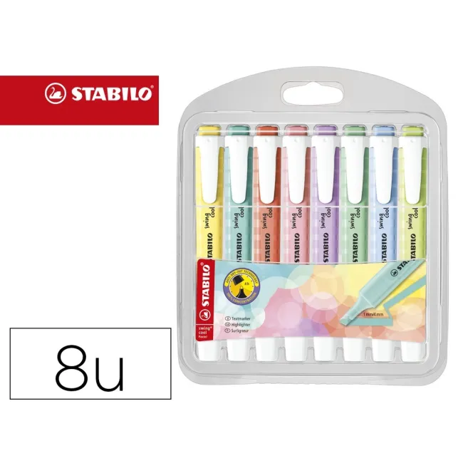 ROTULADOR STABILO FLUORESCENTE SWING COOL PASTEL ESTUCHE DE 8 UNIDADES COLORES SURTIDOS
