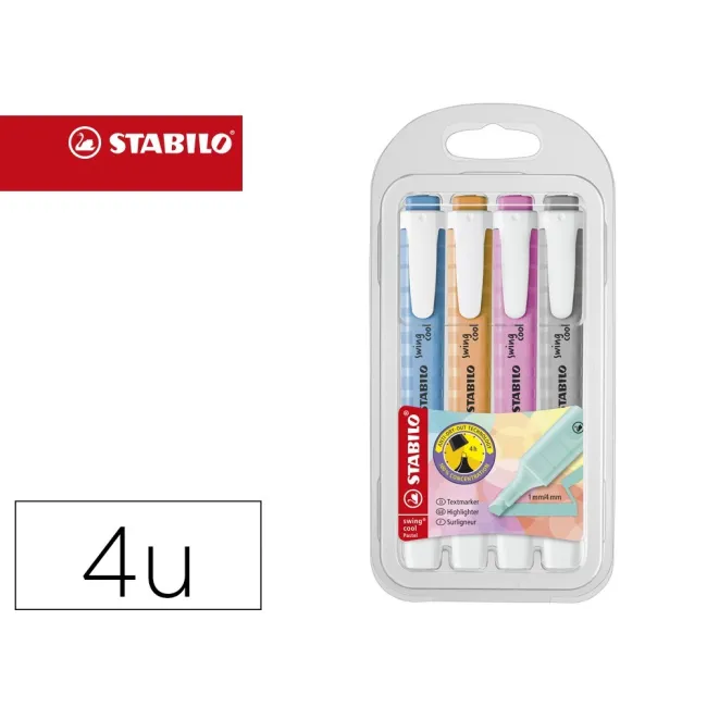 ROTULADOR STABILO FLUORESCENTE SWING COOL PASTEL ESTUCHE DE 4 UNIDADES COLORES SURTIDOS
