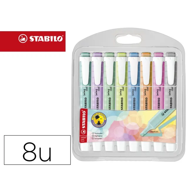 ROTULADOR STABILO FLUORESCENTE SWING COOL PASTEL ESTUCHE DE 8 UNIDADES COLORES SURTIDOS
