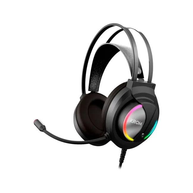 AURICULAR KROM KAPPA GAMING ESTEREO CON MICROFONO FLEXIBLE ILUMINACION LED RGB RAINBOW LONGITUD CABLE 210 CM