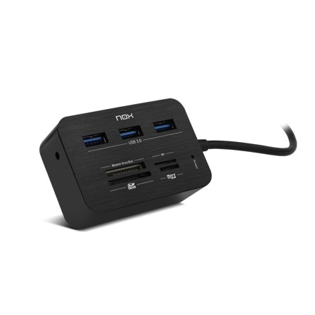 HUB NOX CON LECTOR DE TARJETAS 3XUSB 3.0 COLOR NEGRO