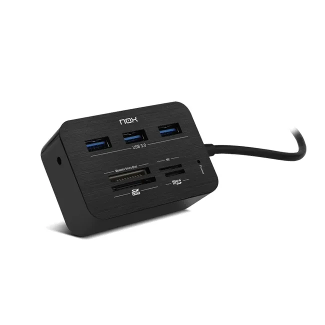 HUB NOX CON LECTOR DE TARJETAS 3XUSB 3.0 COLOR NEGRO