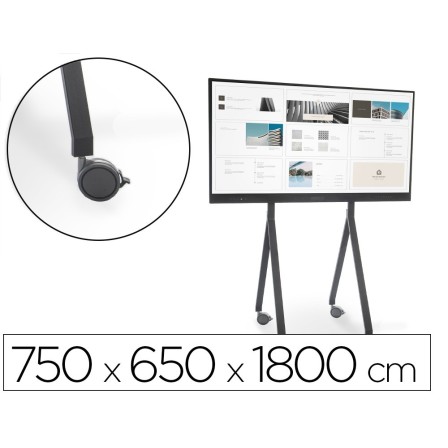 SOPORTE MOVIL ROCADA PARA MONITORES INTERACTIVOS 65" A 86" ESTRUCTURA TUBO ACERO 4 RUEDAS CON FRENO 750X650X1800