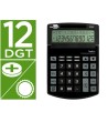CALCULADORA LIDERPAPEL SOBREMESA XF40 12 DIGITOS DOS LINEAS SOLAR Y PILAS NEGRO 175X120X30 MM 40% RECICLADA