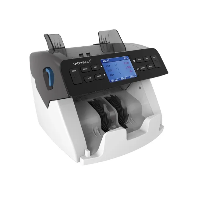 DETECTOR Y CONTADOR Q-CONNECT DE BILLETES FALSOS SENSOR DOBLE CIS ACTUALIZACION DIVISAS USB TARJETA SD O