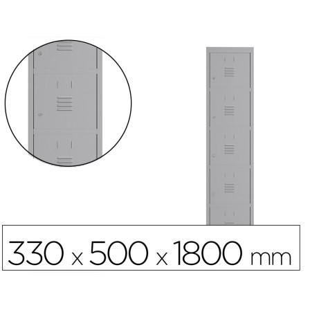 TAQUILLA METALICA ROCADA 300 1 MODULO 5 PUERTAS GRIS 330X500X1800 MM