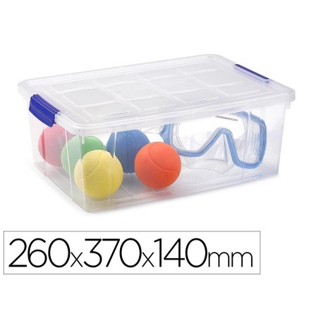 CONTENEDOR PLASTICO PLASTICFORTE 9 LITROS N 29 TRANSPARENTE CON TAPA 260X370X140 MM