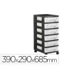 CAJONERA ARCHIVO 2000 6 CAJONES TRANSPARENTE CARCASA NEGRA 6 LITROS CON RUEDAS 390X290X685 MM