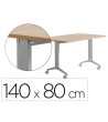 MESA ROCADA 2001FD08 CON TABLERO ABATIBLE COLOR ALUMINIO/ROBLE 140X80 CM