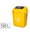 PAPELERA CONTENEDOR Q-CONNECT PLASTICO CON TAPA DE BALANCIN 58 LITROS AMARILLO 470X330X760 MM