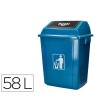 PAPELERA CONTENEDOR Q-CONNECT PLASTICO CON TAPA DE BALANCIN 58 LITROS AZUL 470X330X760 MM