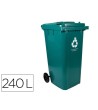 PAPELERA CONTENEDOR Q-CONNECT PLASTICO CON TAPADERA Y RUEDAS 240 LITROS VERDE 1040X620X610 MM