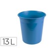 PAPELERA PLASTICO LIDERPAPEL CELESTE OPACO 13 LITROS 275X285 MM