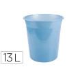 PAPELERA PLASTICO LIDERPAPEL CELESTE TRANSLUCIDO 13 LITROS 275X285 MM