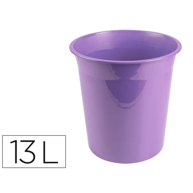 PAPELERA PLASTICO LIDERPAPEL LAVANDA OPACO 13 LITROS 275X285 MM