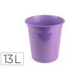 PAPELERA PLASTICO LIDERPAPEL LAVANDA OPACO 13 LITROS 275X285 MM