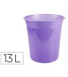 PAPELERA PLASTICO LIDERPAPEL LAVANDA TRANSLUCIDO 13 LITROS 275X285 MM