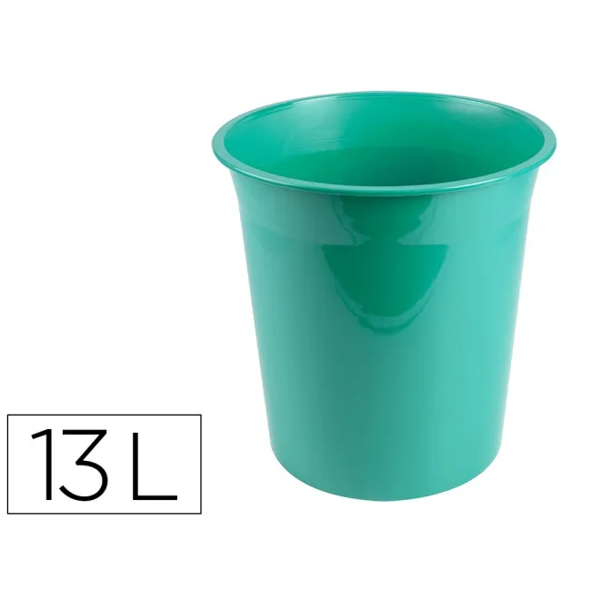 PAPELERA PLASTICO LIDERPAPEL MENTA OPACO 13 LITROS 275X285 MM