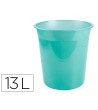 PAPELERA PLASTICO LIDERPAPEL MENTA TRANSLUCIDO 13 LITROS 275X285 MM