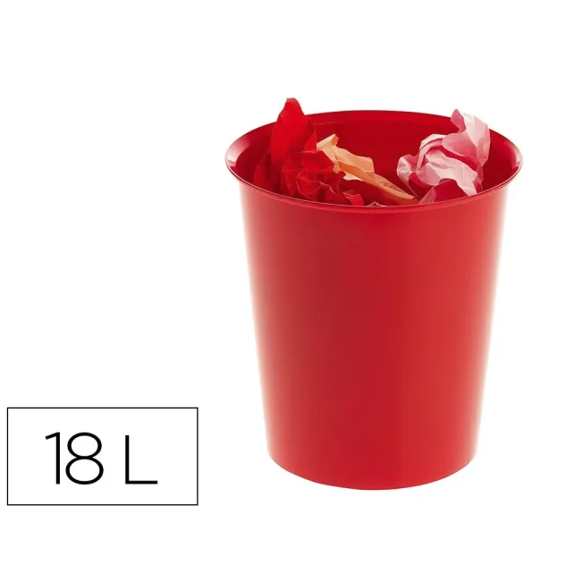 PAPELERA PLASTICO ARCHIVO 2000 ECOGREEN 100% RECICLADA 18 LITROS COLOR ROJO 290X310