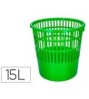 PAPELERA PLASTICO Q-CONNECT 15 LITROS REJILLA COLOR VERDE 285X290 MM