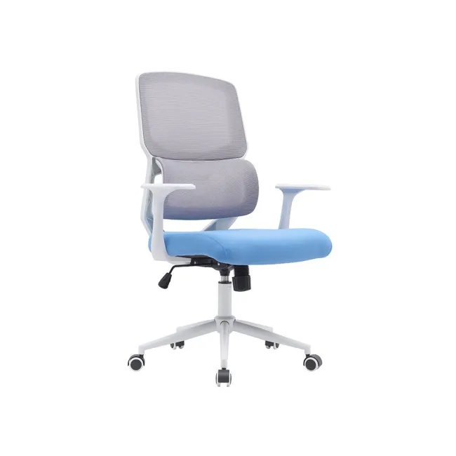 SILLA Q-CONNECT OFICINA LUCCA MALLA BASE METALICA ALT MAX 1090 ANC 700 PROF 650 RUEDAS PREMIUM COLOR BLANCO GRIS AZUL