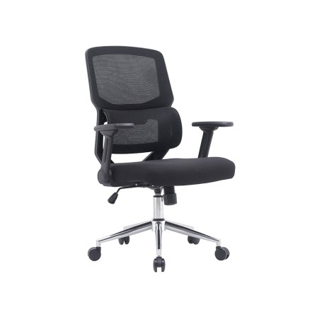 SILLA Q-CONNECT OFICINA LUCCA MALLA BASE METALICA ALT MAX 1090 ANC 700 PROF 650 RUEDAS PREMIUM COLOR NEGRO